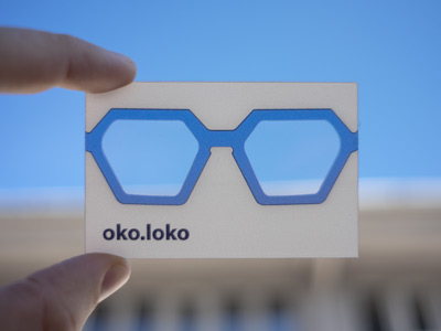 Transparent plastic business card glasses