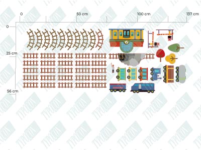 Scale of train wall stickers