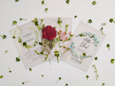 Transparent floral wedding invitation